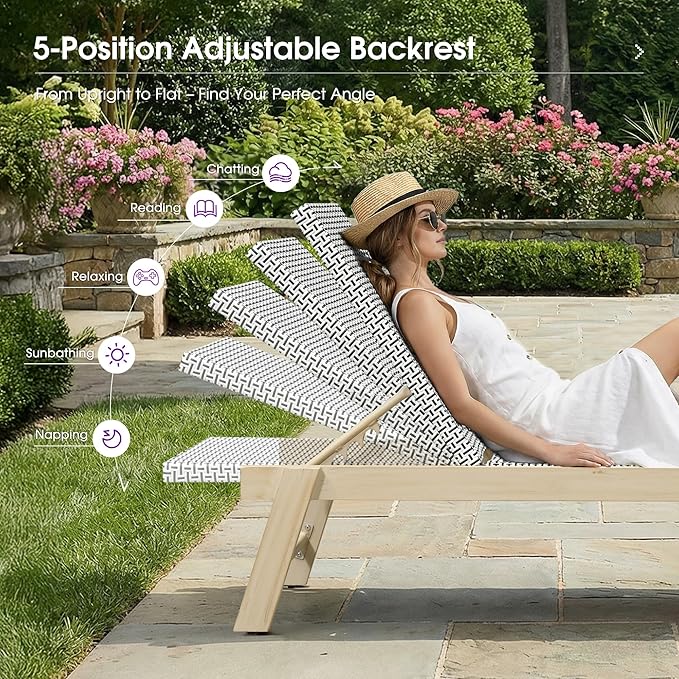 PURPLE LEAF Extra Large Patio Chaise Lounge 2 Pieces French Outdoor Wicker - Image 8
