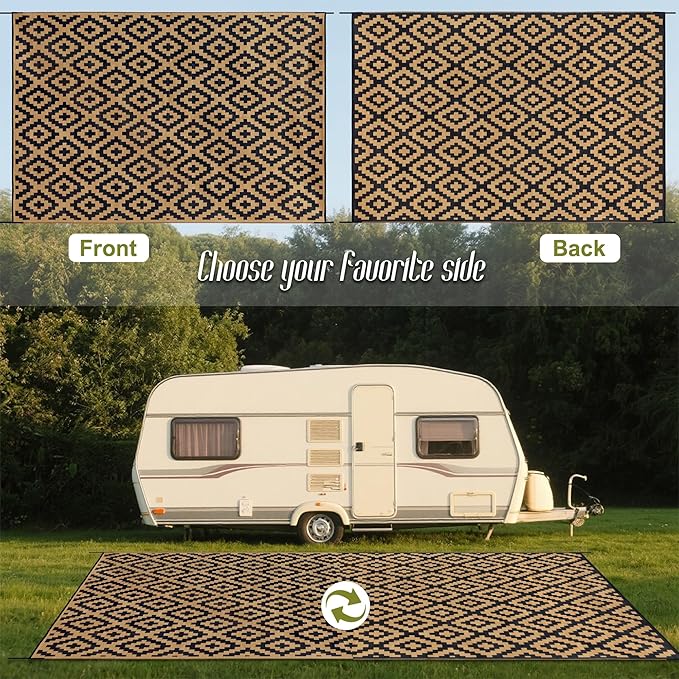 SAND MINE Reversible Mats, Plastic Straw Rug, Modern Area Rug, Large Floor Mat - Image 3