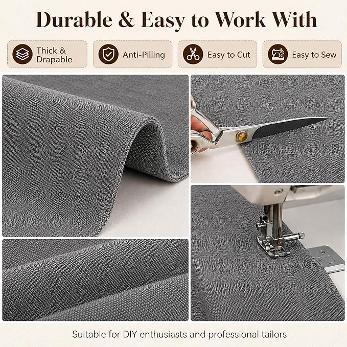 Mini Chenille Linen Blend Upholstery Fabric by the Yard, 57 Inch Wide Soft - Image 5