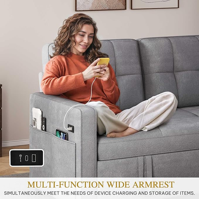 DWVO 3 in 1 Convertible Sleeper Sofa Bed, Velvet Futon Couch - Image 7