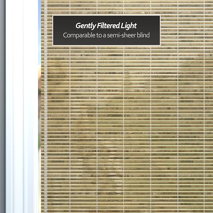 Red Lantern Burnt Bamboo Cordless Window Shade - Image 4