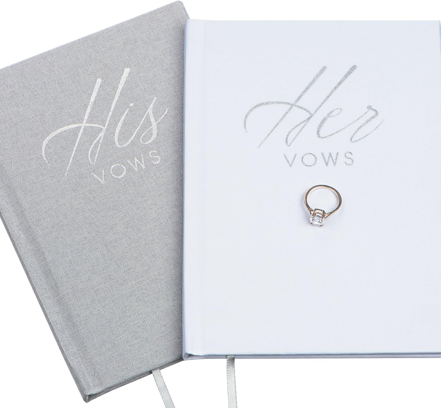 FLUYTCO Wedding Vow Book Keepsakes (2 Book Set, His & Hers) Linen Hardcover - Bonus Wedding day Cards - Vow Renewal - Bridal Shower Gifts - Booklet - Journal - Future Mrs & Mr