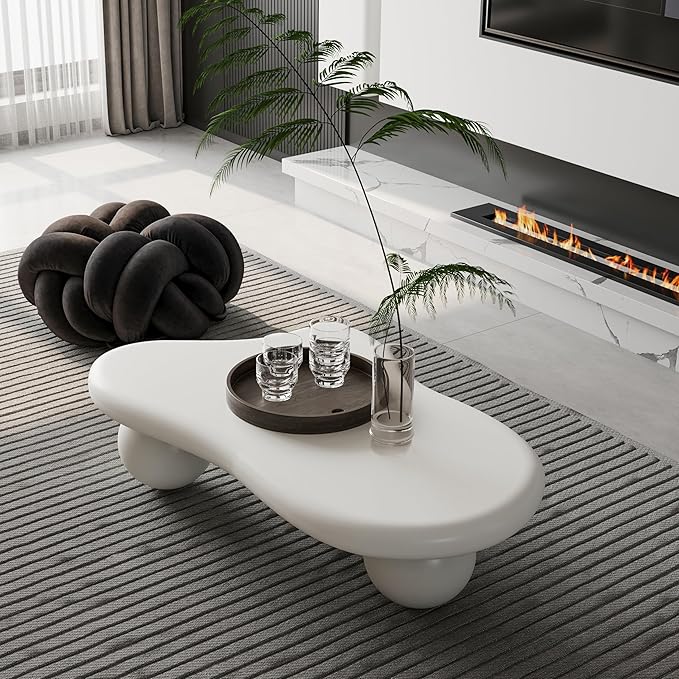 47.2" Cloud Coffee Table for Living Room Irregular Coffee Table Modern Low - Image 3