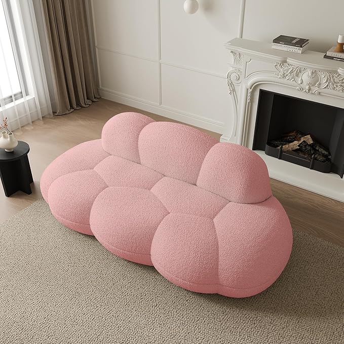 JACH 3 Seater Cloud Sofa for Living Room, Modern Sherpa Upholstered Sofa by JACH