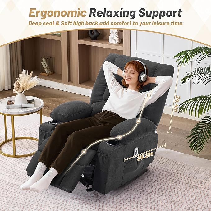 Rocker Recliner Chair with Massage and Heat, Recliner Chair - Image 4