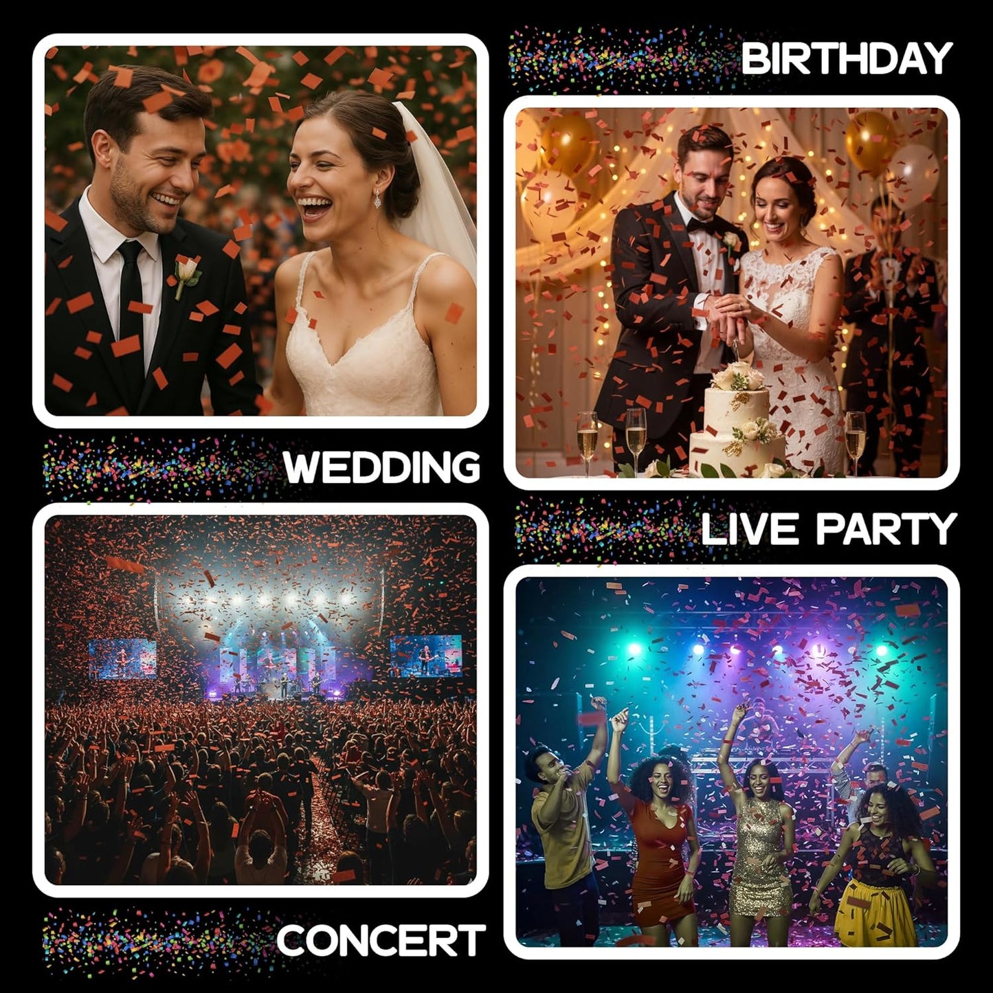 Ultimate Confetti, Rectangular Biodegradable Confetti - Maroon Fluttering Tissue Paper Confetti for Cannon and Launcher use - Wedding Confeti, Birthday, Parties and Live Events - 1 lb, 16 oz