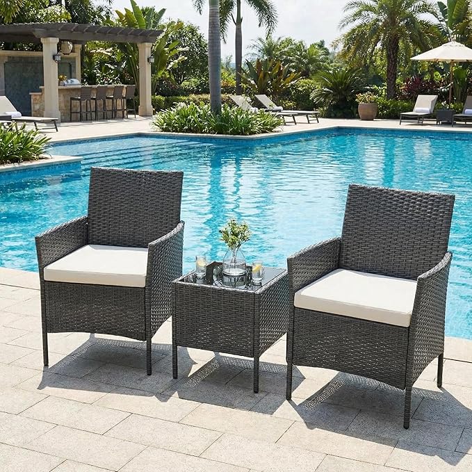 GarveeHome 3-Piece Patio Bistro Set, PE Rattan Outdoor Conversation Furniture - Image 7
