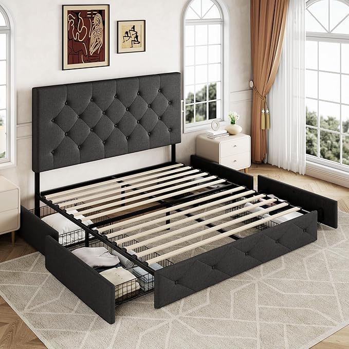 Allewie Upholstered Queen Size Platform Bed Frame - Image 8