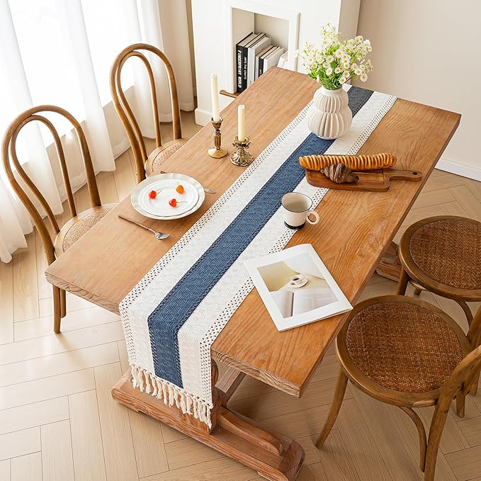 FEXIA Boho Blue Table Runner 60 Inches Long - Image 5