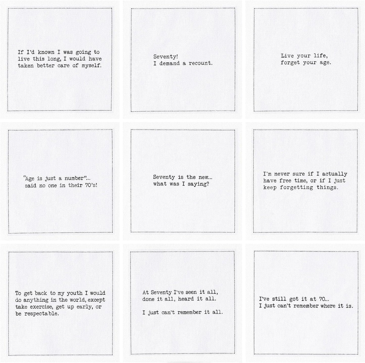 Five Star Napkins 70th Birthday Quotes White Cotton Cocktail Napkins, Beverage Napkins, Bar Napkins, Cloth Napkins, Party Napkins, Events, Holidays, Weddings, Birthdays, Disposable, 4.5" x 4.5"- (50x)