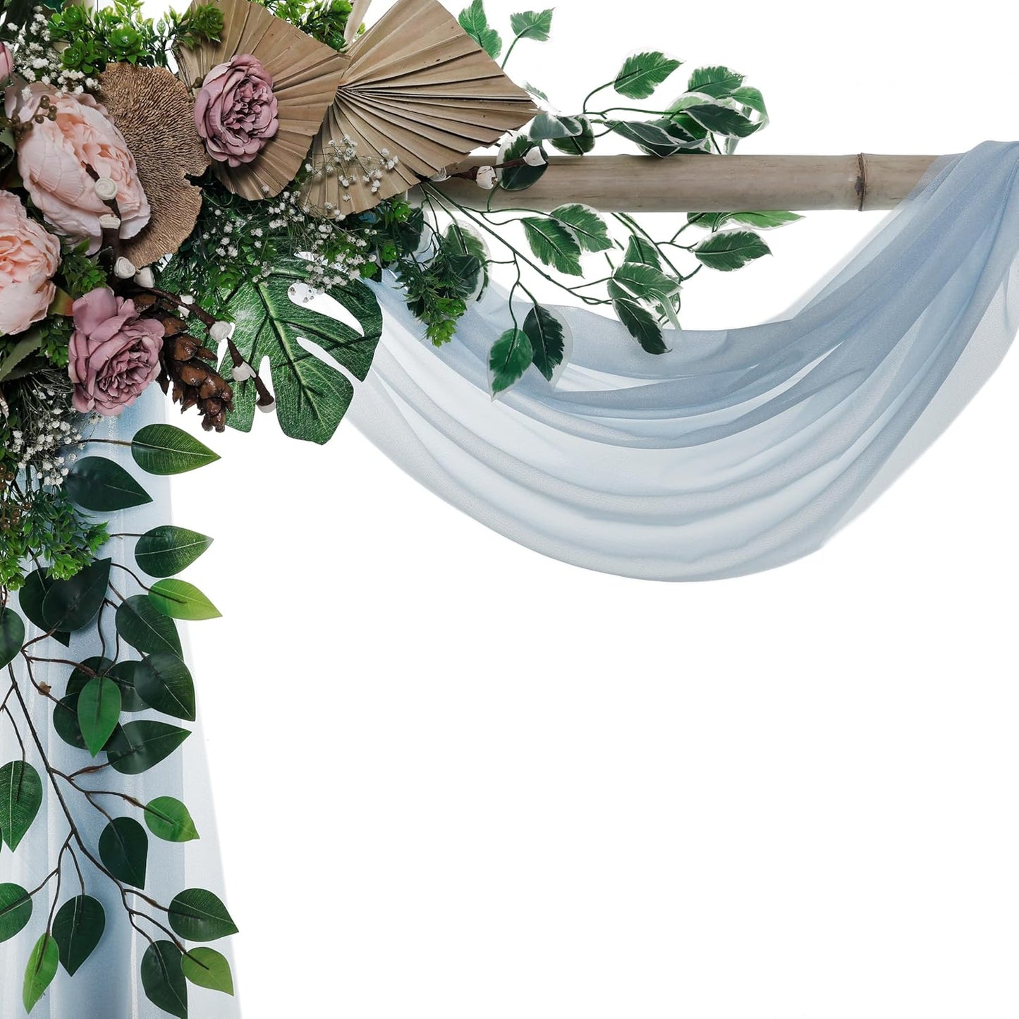 VDS Pack of 1 Panel (30 Inch X 20 Feet) Wedding Arch Draping Fabric Sheer Chiffon Fabric Drapery for Wedding Ceremony Reception Swag Backdrop Canopy Chuppah ARBO Altars Decoration (Baby Blue)