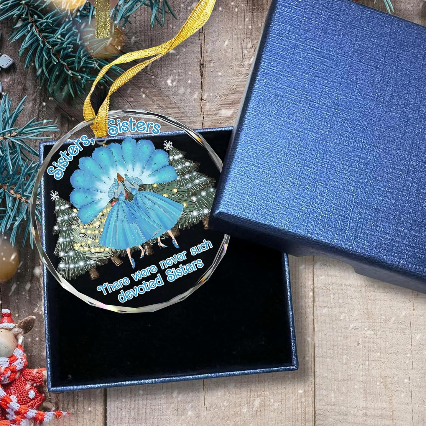 GOSSBY Sister Ornament for Sister, Women Best Friend- White Christmas Ornament 2025 - There were Never Such Devoted Sisters - Xmas Tree Decor