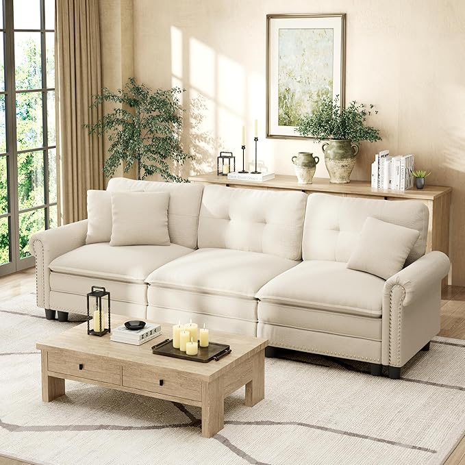 HERA'S HOUSE 116.11" Mid-Century Modern Couch, Oversized Sectional Couch by HERASHOUSE