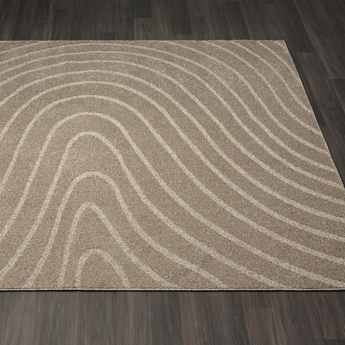 LUXE WEAVERS Modern Geometric Wave Taupe 4x6 Area Rug