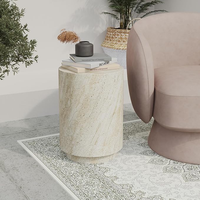 LeisureMod 14” Wide Round Side Table in Fiberstone - Image 2