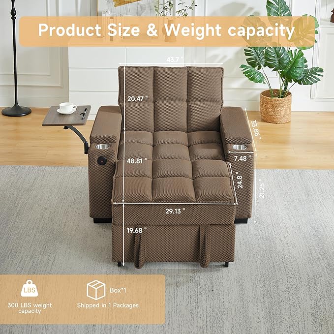 Auvsoce 3-in-1 Folding Convertible Sofa Bed Set of 2, Sleep Couch - Image 2