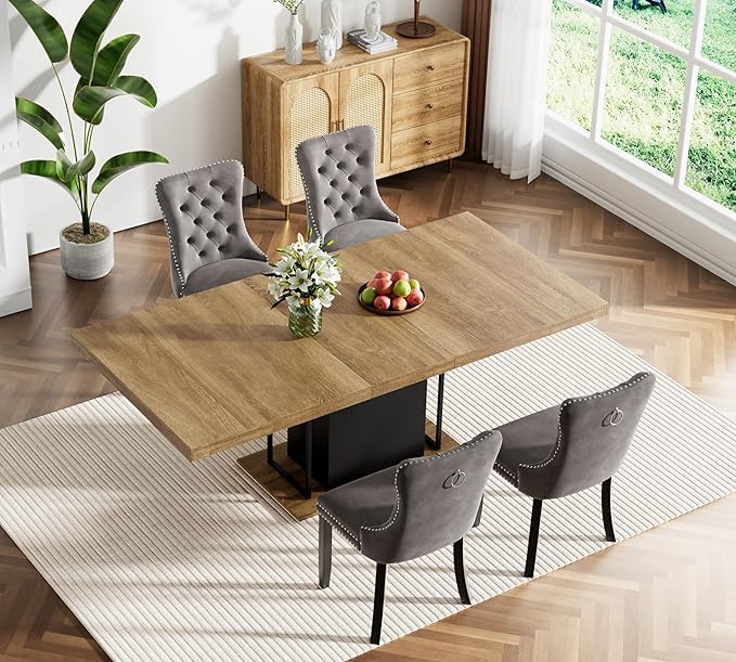 Henf 63"-79" Dining Table Set for 4, 5 Pieces Extendable Dining Table and 4 - Image 2
