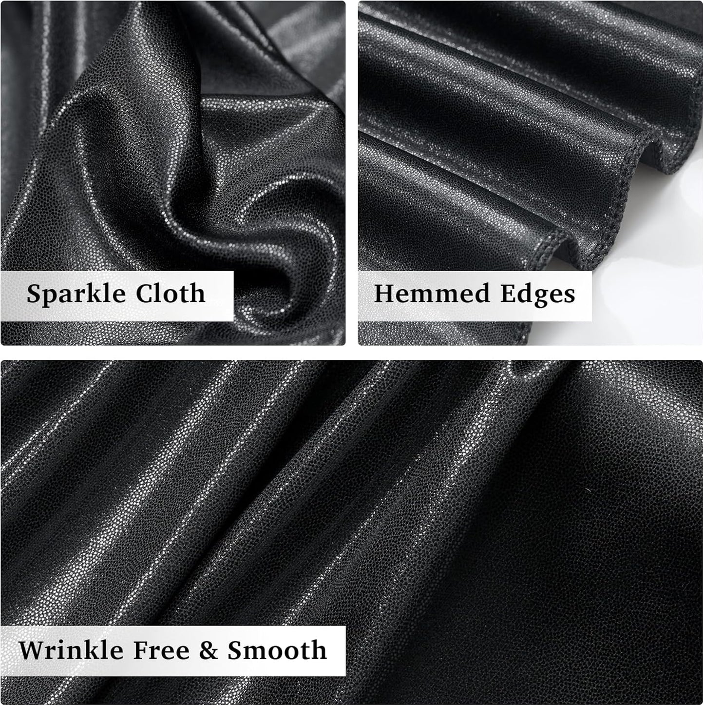 30ftx10ft Black Sequin Backdrop Curtain for Parties, Wrinkle Free Glitter Photo Backdrop Drapes 6 Panels 5x10FT Back Drop Cloth Shimmer Fabric for Wedding Birthday Photography Background