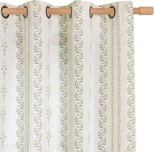 BGment Green Curtains Spring Leaf Floral Print Cottage Core Botanical Curtains by BGment