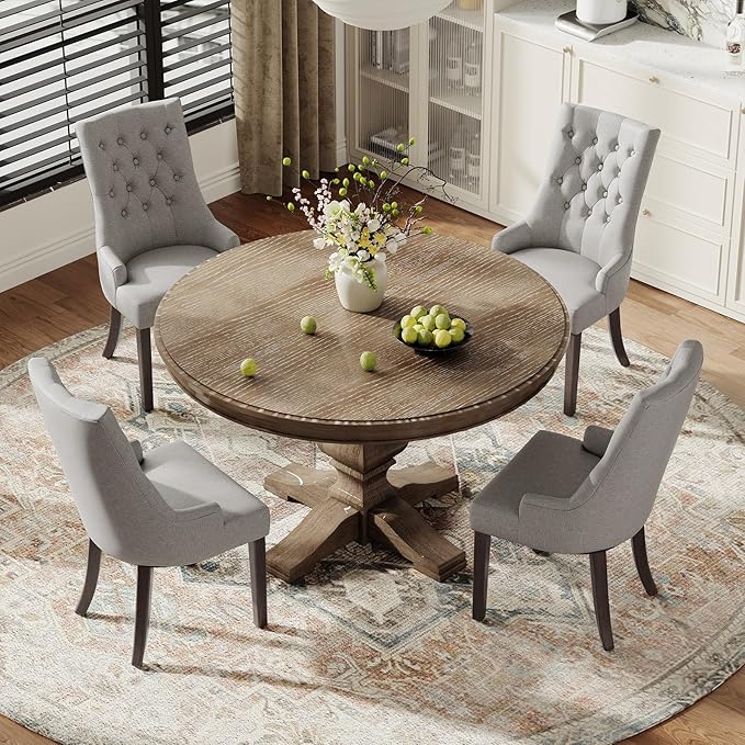 COLAMY Fabric Side Dining Chairs Set of 2, Wingback Upholstered Dining Room - Image 7
