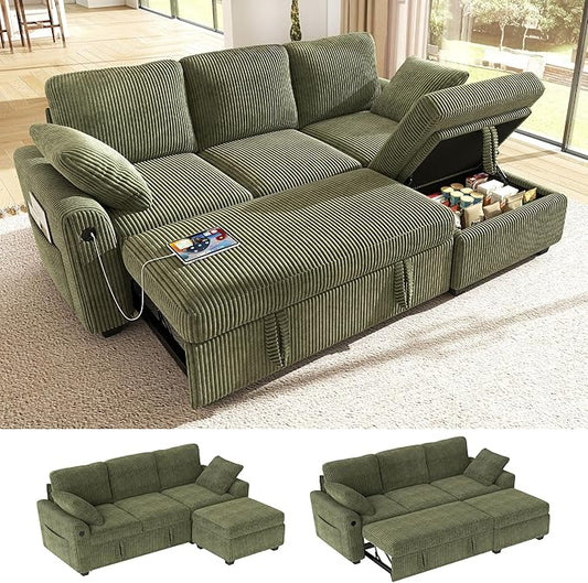 Ihanherry 81-inch Corduroy Modular Sectional Sofa Bed by iHanHerry