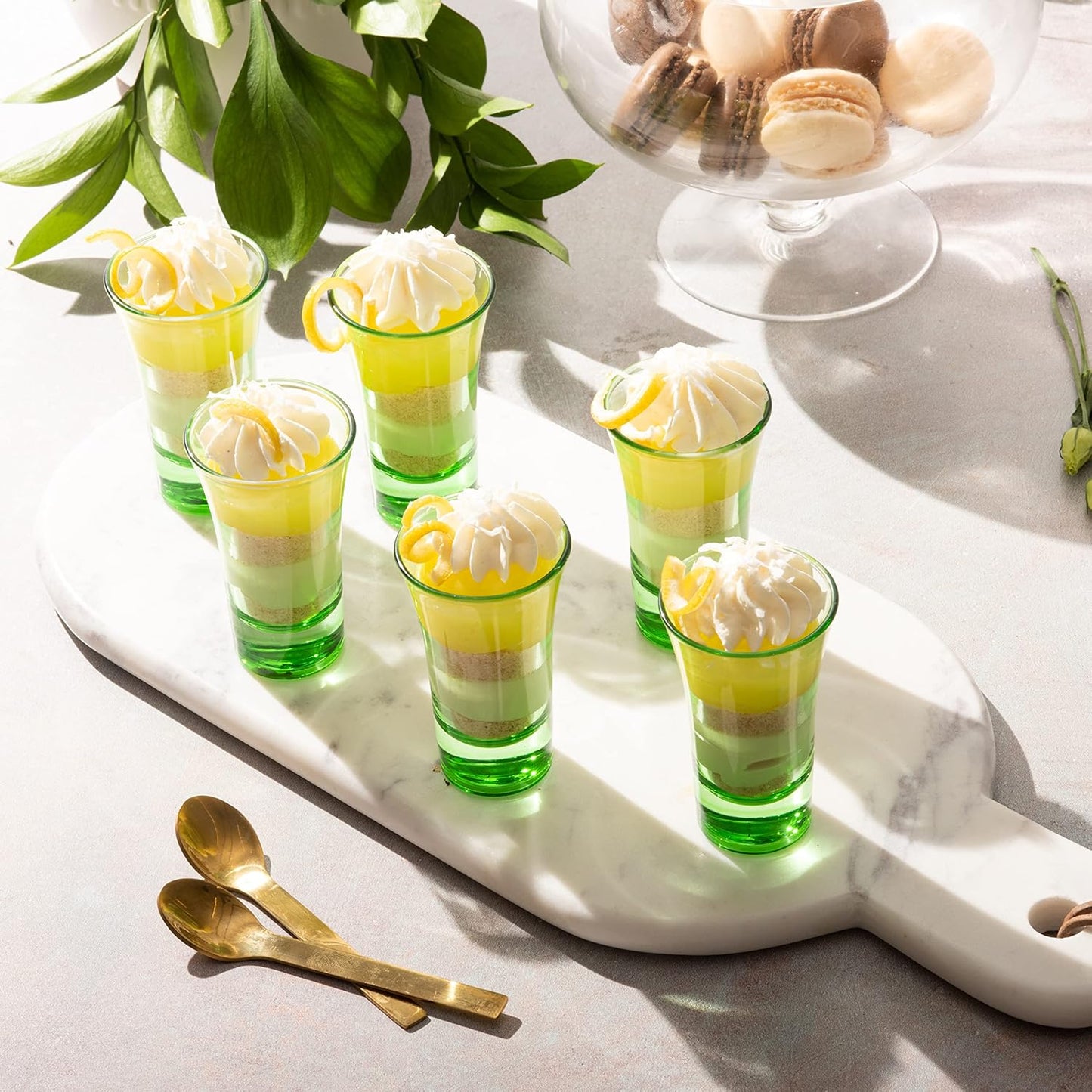 M&N HOME Ombre Green Shot Glass Set, 2 Oz Set of 6 Colored Shot Glasses, Whiskey Glasses, Tequila Shot Glasses, Cocktail Glasses, Round Shot Glasses for Vodka, Spirits & Liquor (Gradient Green Set)