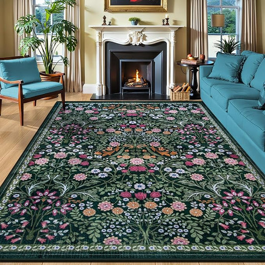 Area Rugs 9x12 Living Room: Floral Washable Rug Vintage Large Soft Boho by PLHXFRSoftAreaRugs