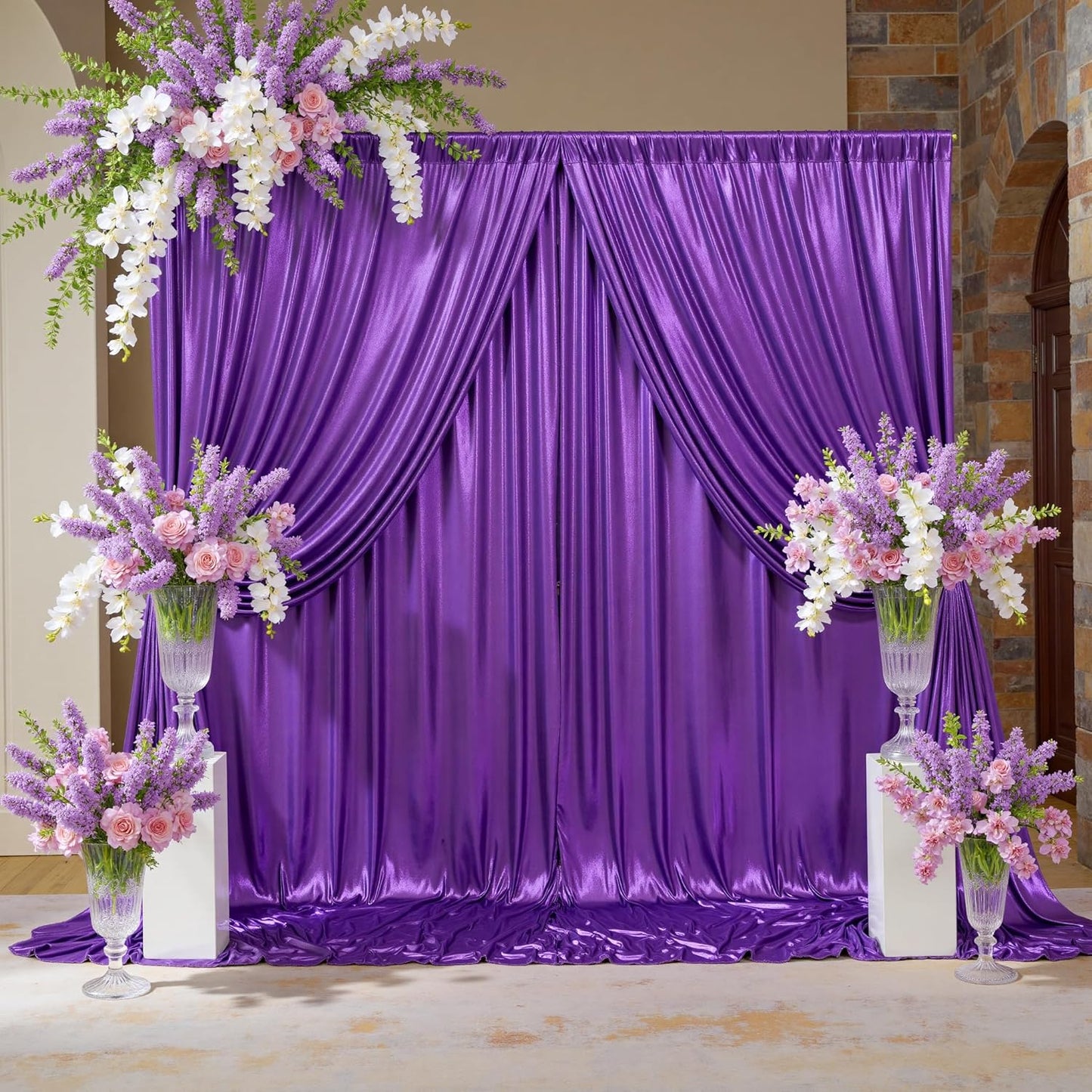 20x10ft Thick Purple Glitter Backdrop Curtain Panels for Parties, Wrinkle Free Sequin Sparking Photo Backdrop Drapes, 4 Panels 5x10ft Shimmer Back Drop Cloth for Wedding Birthday Photography