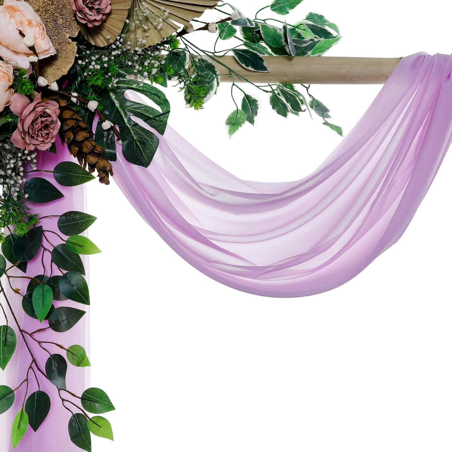 VDS Pack of 1 Panel (30 Inch X 40 Feet) Wedding Arch Draping Fabric Sheer Chiffon Fabric Drapery for Wedding Ceremony Reception Swag Backdrop Canopy Chuppah ARBO Altars Decoration (Orchid)