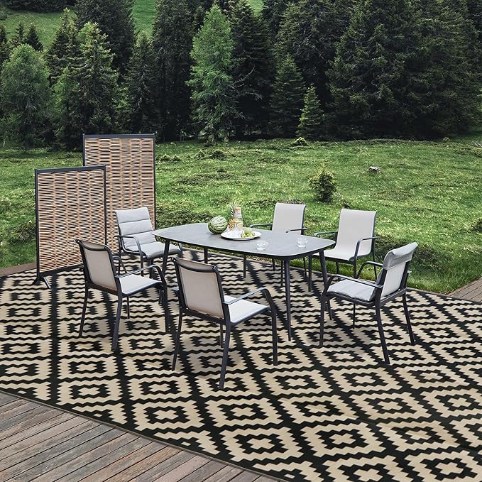 SAND MINE Waterproof Outdoor Rug 10x20 ft, Plastic Reversible Rug, Modern Area - Image 6