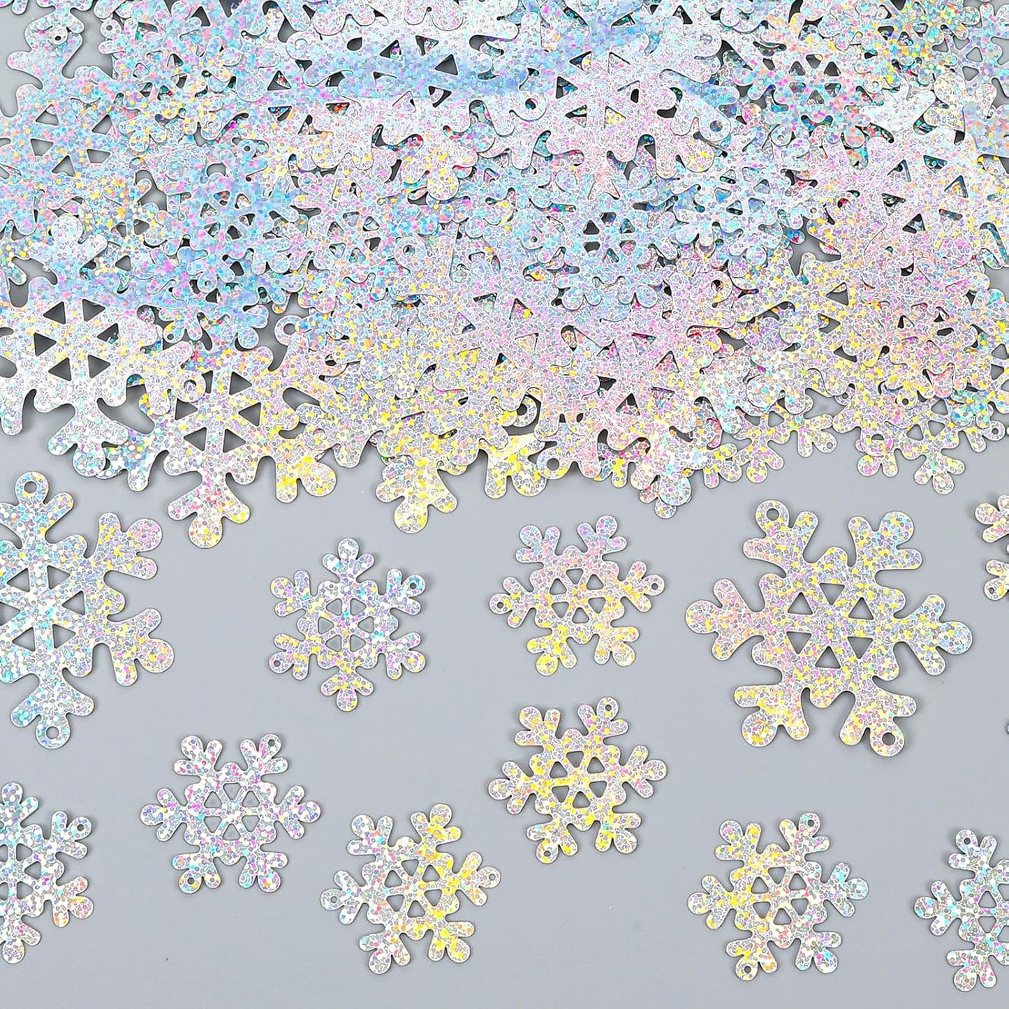 MARFOREVER Holographic Snowflake Glitter Confetti, Christmas Laser Silver Snowflake Table Scatters Frozen Party Decorations Winter Wonderland Confetti Sprinkles for Wedding Christmas Party Decorations