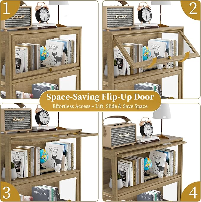 Display Cabinet with Acrylic Glass Doors, 4-Tiers Curio Cabinet with LED - Image 5