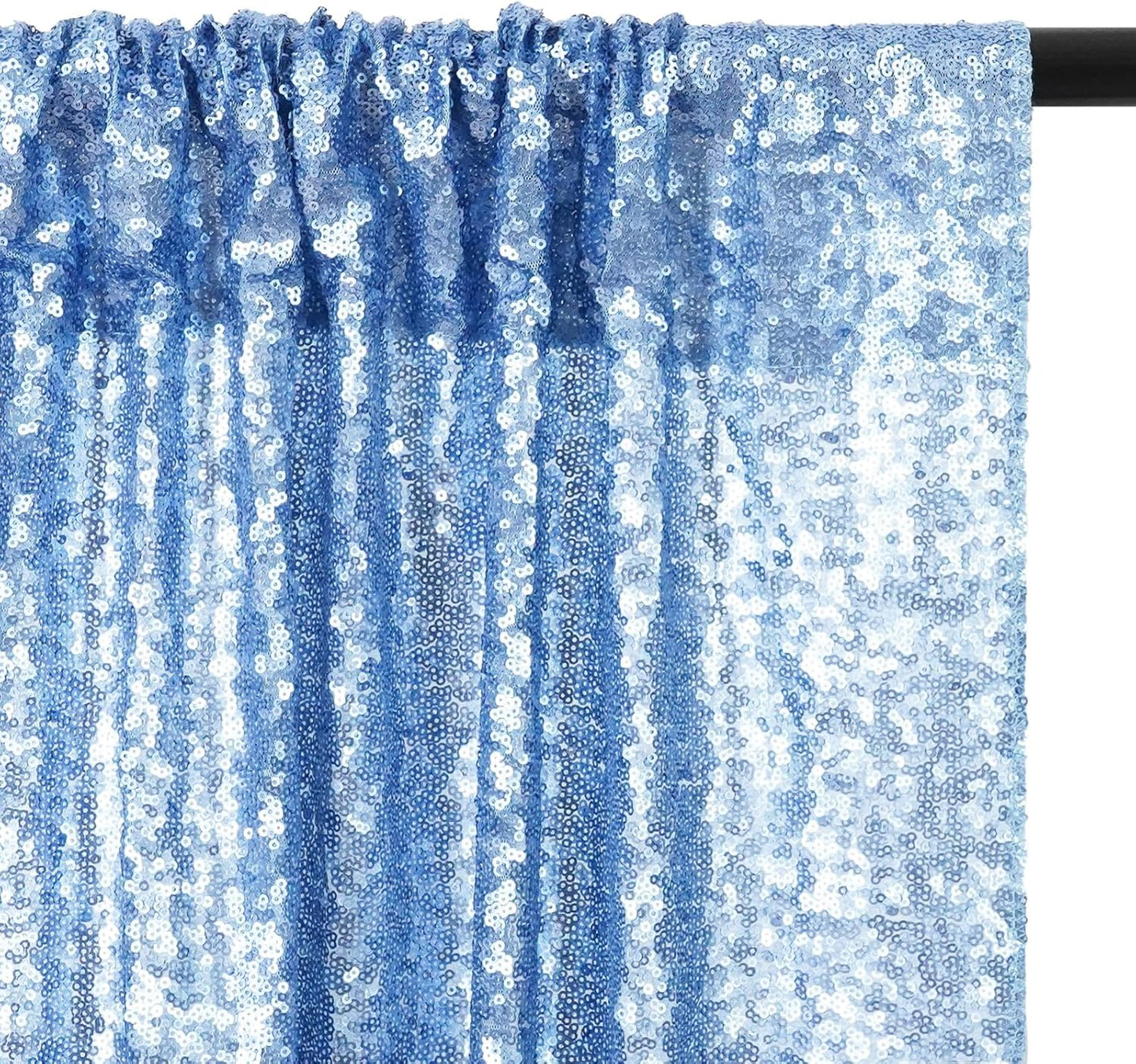 Eternal Beauty Baby Blue Sequin Backdrop, 4x7 Ft Glitter Background Curtains for Shimmer Photography Party Wedding Birthday Back Drop Decor