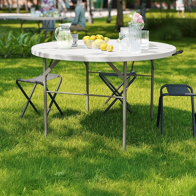 Flash Furniture Freeman 4' Round Plastic Folding Table - Image 2