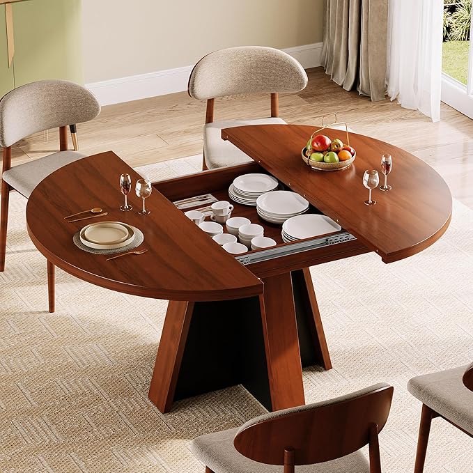 iPormis 43.3in-59in Extendable Round Dining Table - Image 3