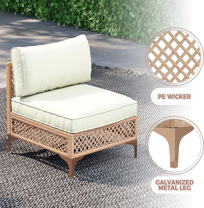 7-Piece Generous Patio Furniture Set, Wicker Outdoor Sectional Set - Image 8