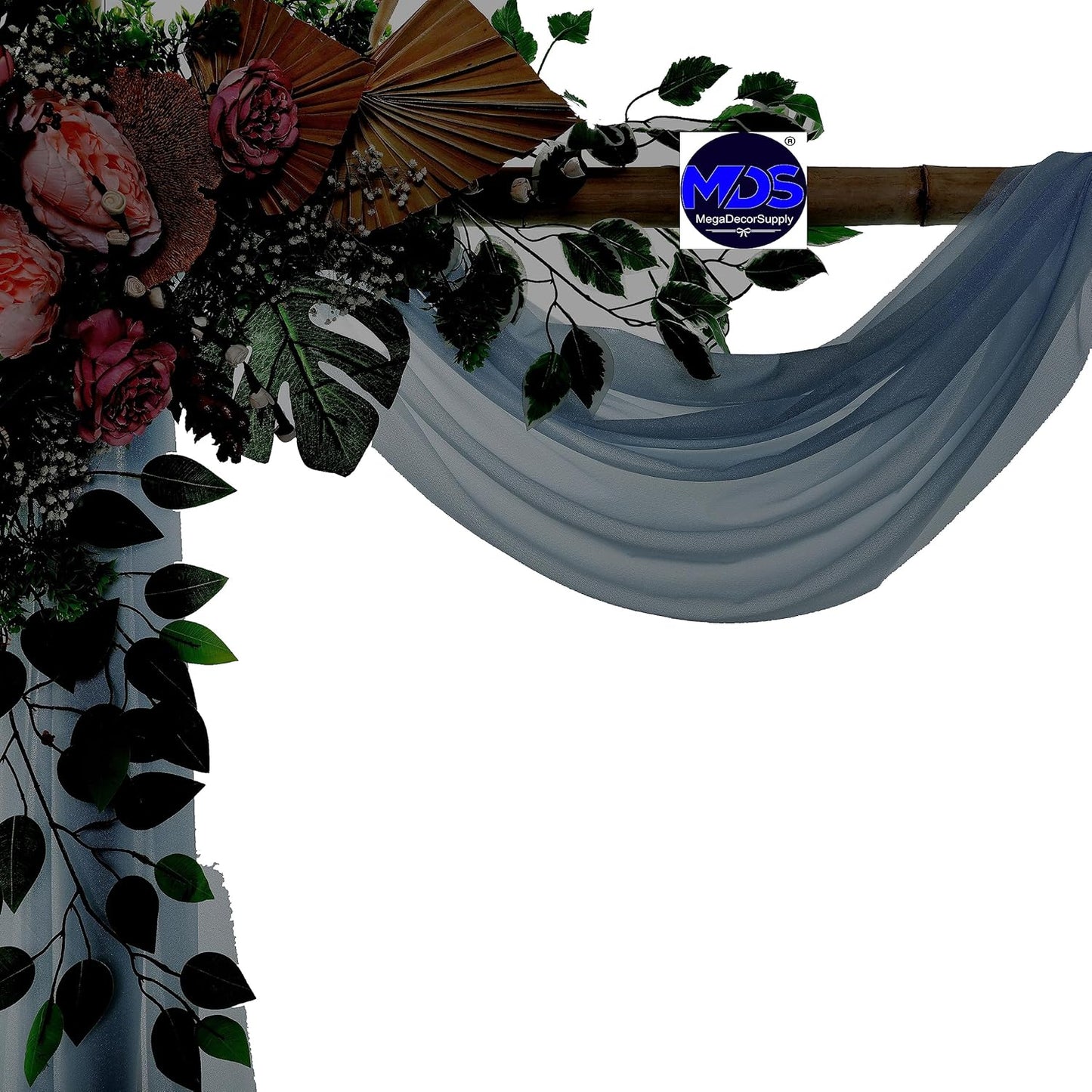 MDS Halloween Chiffon Draping Fabric - 1 Panel, 30" Wide x 50ft Long - Sheer Spooky Arbor & Canopy Drapery for Haunted House Backdrops, Party Ceilings, DIY Costumes & Themed Events - Dusty Blue