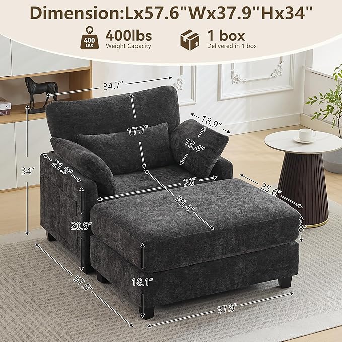 WUTUTUEE 57.5" Oversized Chaise Lounge - Image 2
