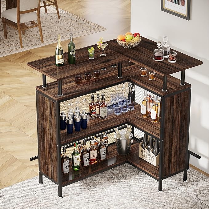 LITTLE TREE Home Bar Unit Mini Liquor Table Cabinet - Image 5