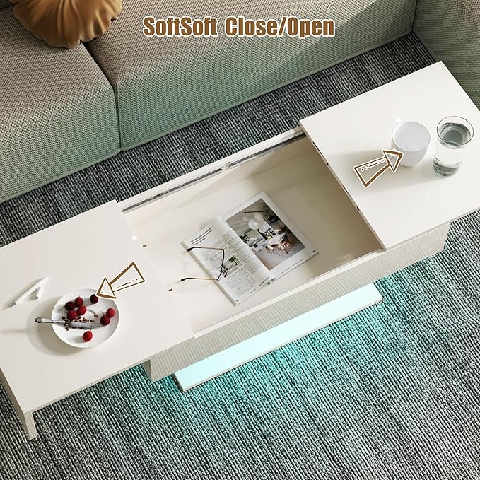 HedoAjim White LED Coffee Table - Image 6