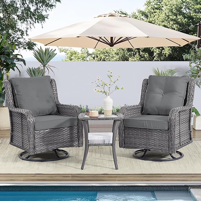 Wumiokio Patio Furniture Sets, 3 Pieces Wicker Outdoor Furniture - Image 2