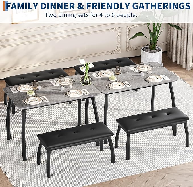 Dining Table for 4, 3-Piece Kitchen Table Set for 4 - Image 5