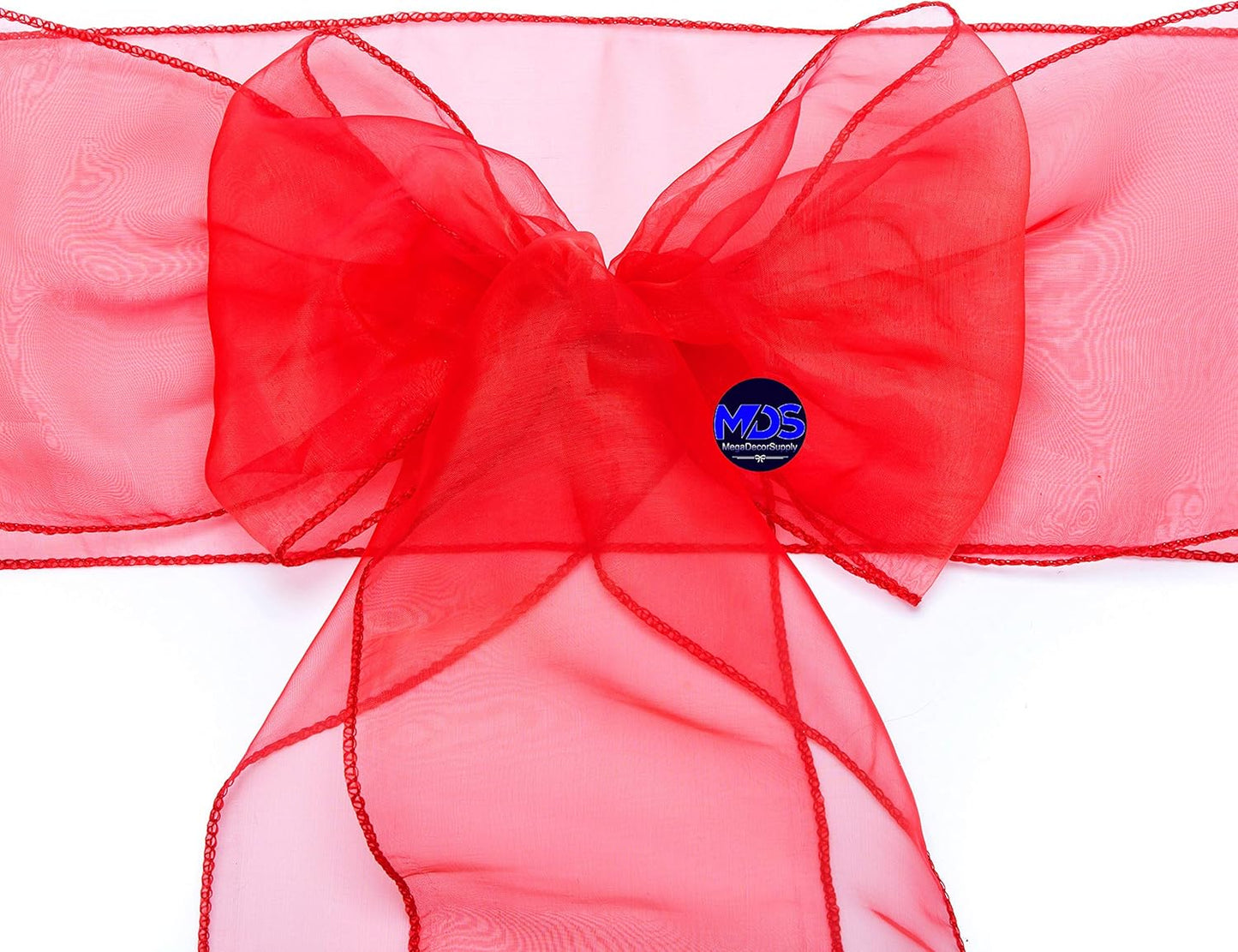 MDS Pack of 25 PCS Organza Chair Sashes Wider Dining Chair Bows Ribbon Tie Back for Wedding Party Birthday Bridal Shower Reception Event Banquet Home Chair Cover Decoration - Red