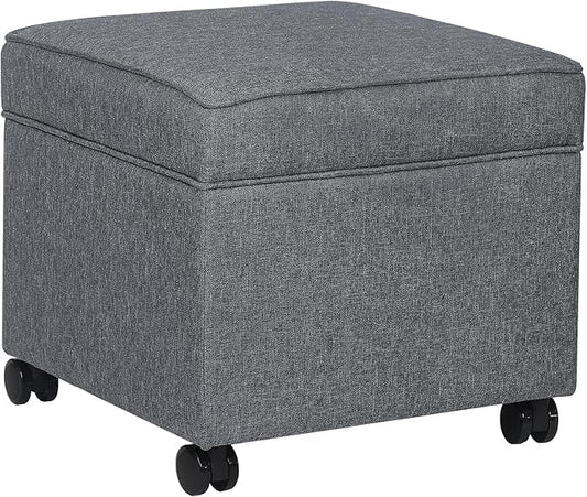 Adeco 17.5" Square Fabric Ottoman by Adeco