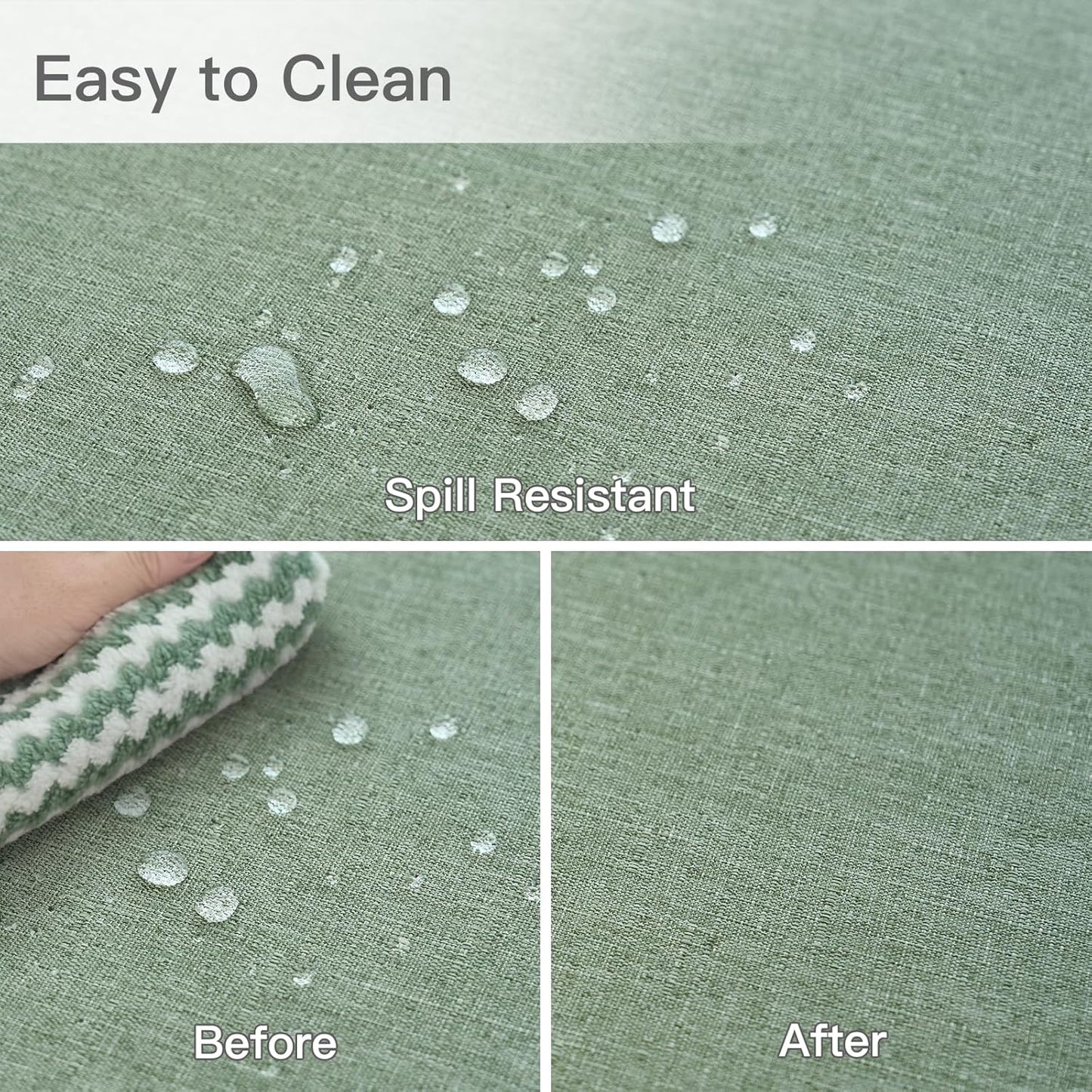 maxmill Linen Textured Rectangle Tablecloth Water Resistant Wrinkle Free Spill-Proof Stain Proof Table Cloth for Dining Room Decoration Banquet Party Wedding Holiday Dinner, 52 x 84 Inch Sage Green