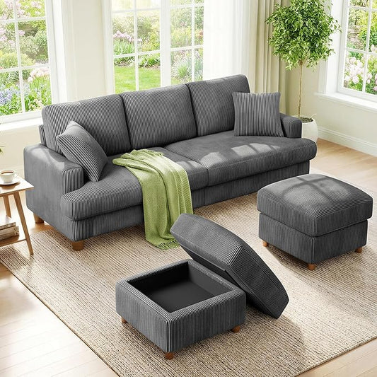 Kidirect 87in U Shaped Couch, Modular Sofa No Tool Assembly, Comfy Sectional by Kidirect