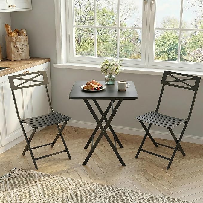 GarveeLife 3 Piece Outdoor Bistro Set, All Metal Patio Table and Chairs Set - Image 5