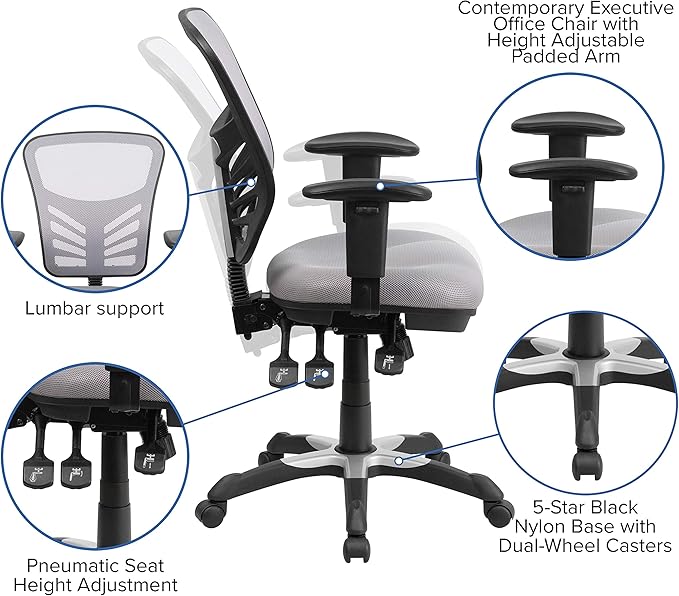 Flash Furniture Nicholas Mid-Back Swivel Office and Gaming Chair, Ergonomic - Image 4