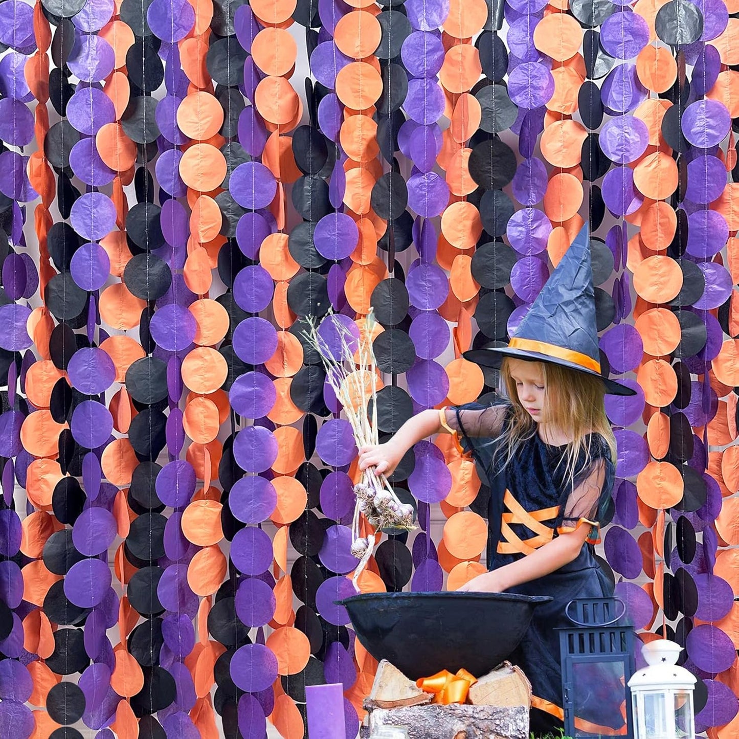 192 Ft Orange Purple Black Party Decorations Polka Dots Streamer Garland Backdrop for Halloween Graduation Birthday Baby Shower Wedding Engagement Bachelorette Bridal Shower Holiday Party Supplies