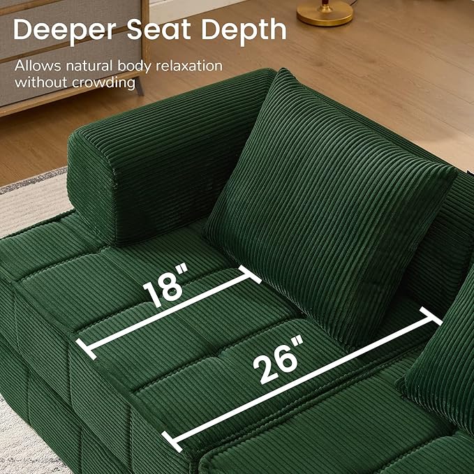 Korser Folding Convertible Sofa Bed, Corduroy Upholstered Boneless Couch - Image 7